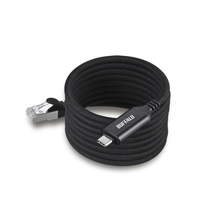 バッファロー USB-C to GigaLANアダプターケーブル(マグネット結束モデル)(2m) ブラック LUAMC-U3CG20BK-イメージ1