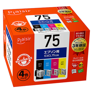 プレジール 互換インクカートリッジ(4色パック) ブラック、シアン、マゼンタ、イエロー BPL-E75-4P-イメージ1