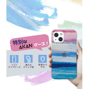 AKAN iPhone 13 Pro用ソフトクリアケース 海の波 ブルー AK21013I13P-イメージ4