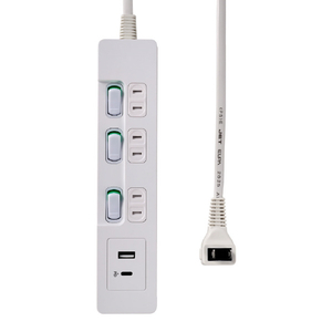 エルパ USBランプレススイッチ付きタップ PD対応2m ホワイト WLK-RE3222UCW-イメージ1