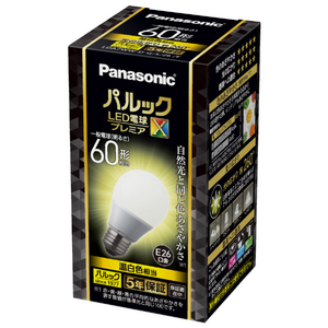 パナソニック LED電球 E26口金 全光束810lm(7．4W一般電球タイプ 全方向タイプ) 温白色相当 パルック プレミアX LDA7WWDGSZ6F-イメージ1