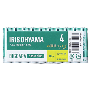 アイリスオーヤマ BIGCAPA basic+ 単4アルカリ乾電池10本パック LR03BBP/10S アイリスオーヤマ BIGCAPA basic+ 単4アルカリ乾電池10本パック LR03BBP/10S