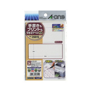 エーワン 手書きもプリントもできるラベル はがきサイズ 角型3面 12シート入り 26015-イメージ1