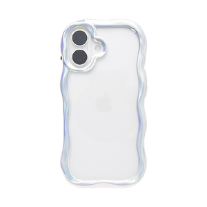 Hamee iPhone17用 クリアケース IFACE BEBLING WAVE ホワイトオーロラ 41-190153-イメージ1