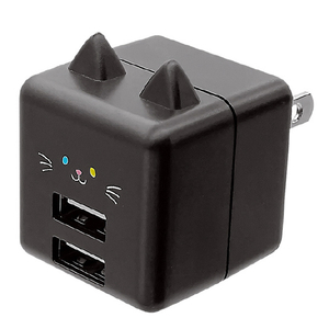 ラスタバナナ USB2ポート モバにゃー AC充電器 計2．4A ゴマ RAC2A2A02GOM-イメージ1