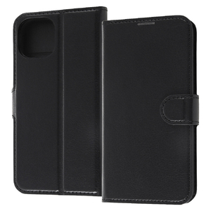 レイアウト iPhone 14/13用耐衝撃 手帳型レザーケース シンプル マグネット ブラック/ブラック RT-P36ELC1/BB-イメージ1
