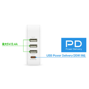 グリーンハウス 4ポートAC充電器 ブラック GH-ACUC4C-BK-イメージ3