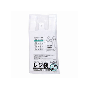 紺屋商事 レジ袋乳白東12西30号 100枚 FCE133U-00722112-イメージ1