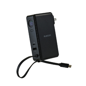 エレコム AC充電器・USB Type-Cケーブル一体モバイルバッテリー(10000mAh) ブラック DE-AC16-10000BK-イメージ1