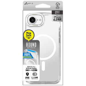 エアージェイ iPhone17e/16e用 MAGSAFE対応ラウンドフォルムクリアケース ホワイト AC-SE25-RMR WH-イメージ1