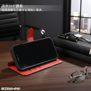 レイアウト iPhone 14/13用耐衝撃 手帳型レザーケース シンプル マグネット ダークネイビー RT-P36ELC1/DN-イメージ4