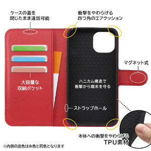 レイアウト iPhone 14/13用耐衝撃 手帳型レザーケース シンプル マグネット ダークネイビー RT-P36ELC1/DN-イメージ8