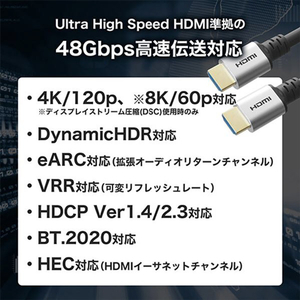 ホーリック HDMIケーブル 8m シルバー SV80-018BK-イメージ2