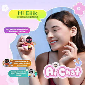 Energize　Lab Eiliko コンパニオンロボット 本体/チャーム型/AIによる対話対応 ピンク EILIKO-PINK-イメージ4