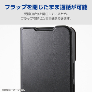 エレコム AQUOS wish6用 手帳型ケース 極限 薄型 磁石付 ブラック PM-S261PLFUKBK-イメージ5