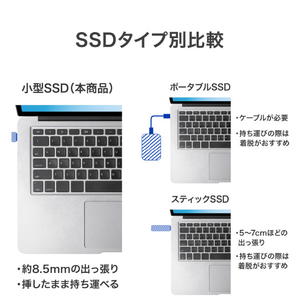 I・Oデータ USB 3．2 Gen1対応 USB-C超小型SSD 512GB SSPJ-UTC512B-イメージ5