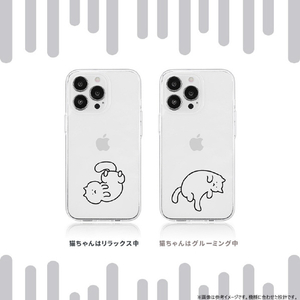 AKAN iPhone 16 Pro用ソフトクリアケース 猫ちゃんはリラックス中 AK27020I16PR-イメージ3