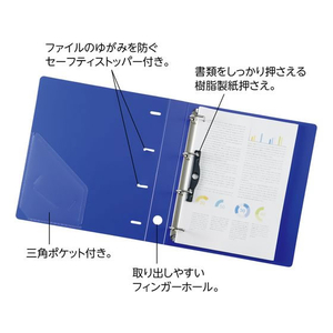 リヒトラブ リクエスト D型リングファイル A4タテ 背幅41mm 青 FCT1070-G1270-8-イメージ2