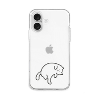AKAN iPhone 16用ソフトクリアケース 猫ちゃんはグルーミング中 AK27021I16