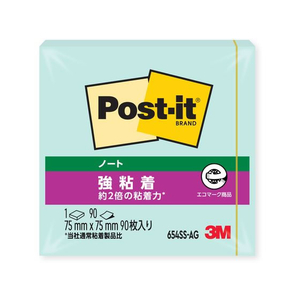3M ポスト・イット ノート 再生紙 強粘着 75×75mm グリーン 1冊 F891364-654SS-AG-イメージ1
