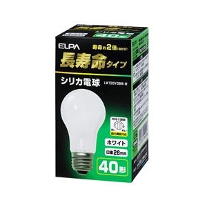 エルパ 40W形・E26口金 シリカ電球 ホワイト 長寿命タイプ 1個入り LW100V38W-W エルパ 40W形・E26口金 シリカ電球 ホワイト 長寿命タイプ 1個入り LW100V38W-W