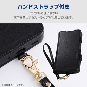 エレコム AQUOS wish6用 手帳型ケース 極限 磁石付 耐衝撃 ハンドストラップ付 ブラック PM-S261PLFY4KBK-イメージ4