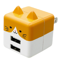ラスタバナナ USB2ポート モバにゃー AC充電器 計2．4A イワオ RAC2A2A02IWO