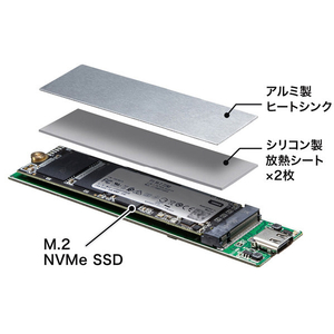 サンワサプライ M．2 PCIe/NVMe SSDケース シルバー USB-CVNVM1-イメージ5