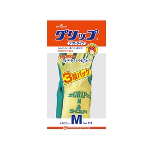 ショーワグローブ 天然ゴム背抜き手袋 NO313グリップ(ソフト) 3双入り 緑 M FC565FK-4410556-イメージ7