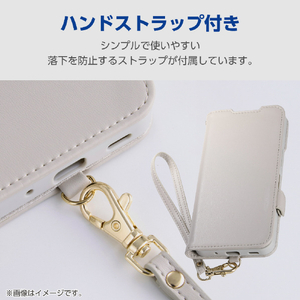 エレコム AQUOS wish6用 手帳型ケース 極限 磁石付 耐衝撃 ハンドストラップ付 グレージュ PM-S261PLFY4KGB-イメージ4