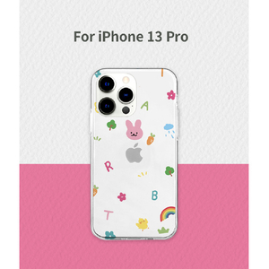 AKAN iPhone 13 Pro用ソフトクリアケース ピンクウサギ AK21022I13P-イメージ10