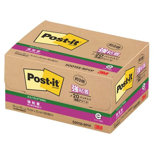 3M ポスト・イット ふせん 強粘着 75×25mm パステル 2色 20冊 F891366-5001SS-RPYP-イメージ3