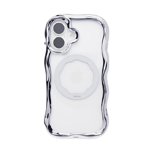 Hamee iPhone17用 クリアケース IFACE BEBLING WAVE MAGSYNQ シルバー 41-190238-イメージ1