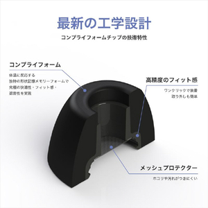 コンプライ Apple AirPods Pro専用イヤーピース(Sサイズ) ブラック APPRO2.0BLK-S3P-イメージ5