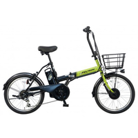 PELTECH 20型折り畳み電動アシスト自転車 外装6段 ライムグリーン×ブラック TDN-208L-LG-8AH