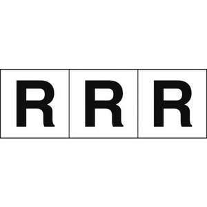 トラスコ中山 TRUSCO アルファベットステッカー 50×50 「R」 白地／黒文字 3枚 3枚粘着シール5050英字｢R｣ FC926FY-4389468-イメージ1