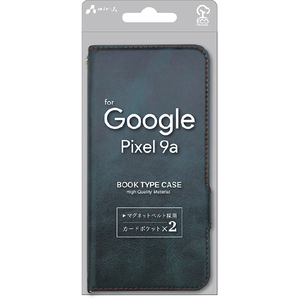 エアージェイ Google Pixel 9a用ソフトレザー手帳型ケース ブルー AC-PIX9A PB BL-イメージ1