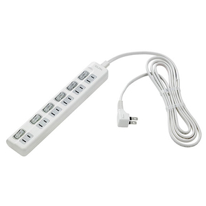 エルパ LEDランプスイッチ付タップ 上挿し(6個口・2m) WLS-LU62EB(W)-イメージ1