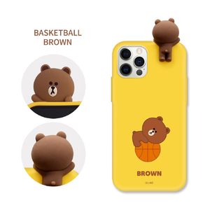 LINE FRIENDS iPhone 12 mini用フィギュア付きカラーソフトケース MACARON CHOCO KCE-CSB030-イメージ15
