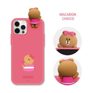 LINE FRIENDS iPhone 12 mini用フィギュア付きカラーソフトケース MACARON CHOCO KCE-CSB030-イメージ17