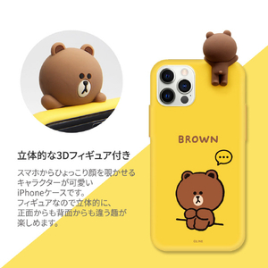 LINE FRIENDS iPhone 12 mini用フィギュア付きカラーソフトケース MACARON CHOCO KCE-CSB030-イメージ5