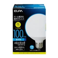 エルパ 100W形 E26口金 電球形蛍光灯 3波長形昼光色 21Wボール球タイプ 1個入り EFG25ED21G101