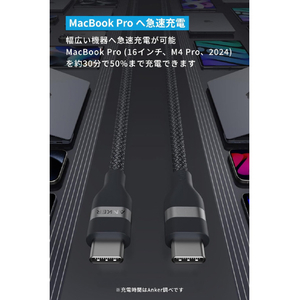 Anker Anker USB-C & USB-C ケーブル (240W, 高耐久ナイロン) ブラック A82E2N11-イメージ2