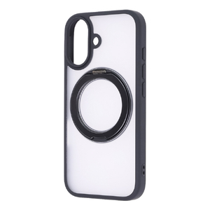 レイ・アウト iPhone 17用ハイブリッドケース シルキーマット マグネット充電対応 リング付き / ブラック RT-P52BS11/B-イメージ1