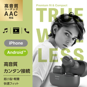 エレコム 完全ワイヤレスBluetoothヘッドホン ブラック LBT-TWS16BK-イメージ2
