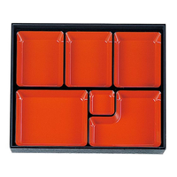 若泉漆器 長手ヘギ目 松花堂 尺1寸用 6ツ仕切 朱天黒 FC604LT-6823400