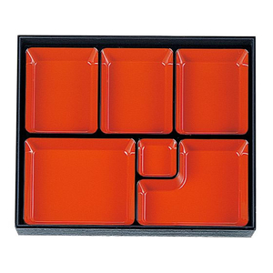 プレゼントを選ぼう！ 若泉漆器 FC604LT-6823400 長手ヘギ目 松花堂 尺1寸用 6ツ仕切 弁当箱・水筒
