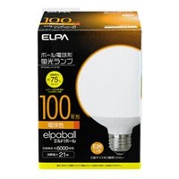 エルパ 100W形 E26口金 電球形蛍光灯 3波長形電球色 21Wボール球タイプ 1個入り EFG25EL21G102