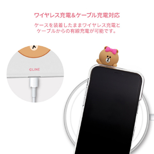 LINE FRIENDS iPhone 12 mini用フィギュア付きソフトクリアケース [公式ライセンス品] SIGNATURE CHOCO KCE-CSB032-イメージ12