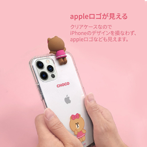 LINE FRIENDS iPhone 12 mini用フィギュア付きソフトクリアケース [公式ライセンス品] SIGNATURE CHOCO KCE-CSB032-イメージ7
